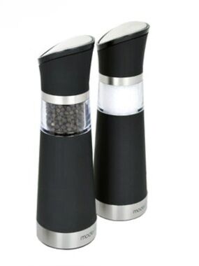 Modern Black Electric Salt and Pepper Grinder Set